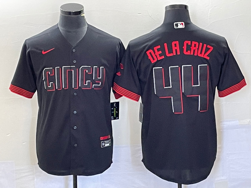 Men's Cincinnati Reds Elly De La Cruz #44 Black 2023 City Connect Replica Player Jersey baseball jersey product view 1