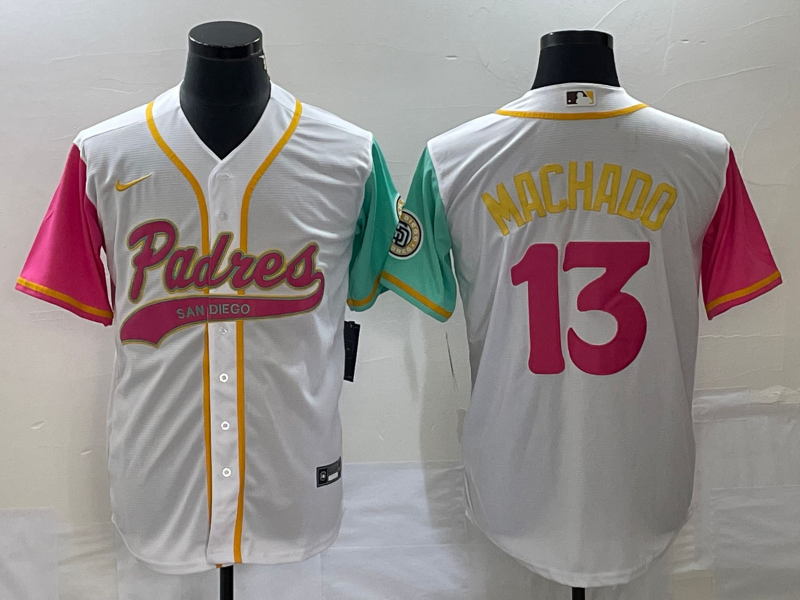 Men's San Diego Padres Manny Machado #13 White City Connect Replica Player Jersey Joint Edition baseball jersey product view 1