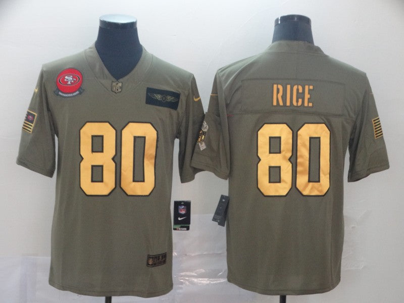 Men's San Francisco 49ers Jerry Rice #80 Brown Game Player Jersey1 football jersey product view 1