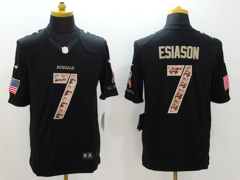 Men's Cincinnati Bengals Boomer Esiason #7 Black Game Player Jersey2 football jersey product view 1