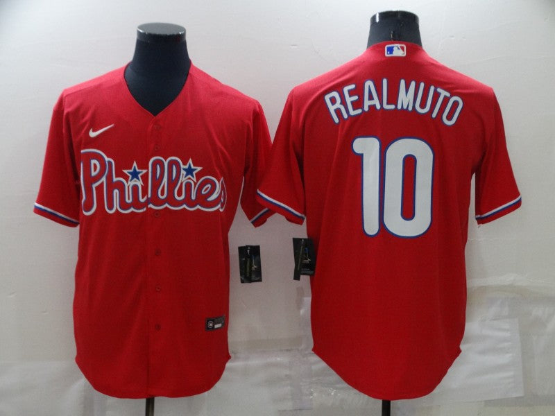 Men's Philadelphia Phillies J.T. Realmuto #10 Red Replica Baseball Jersey1 baseball jersey product view 1