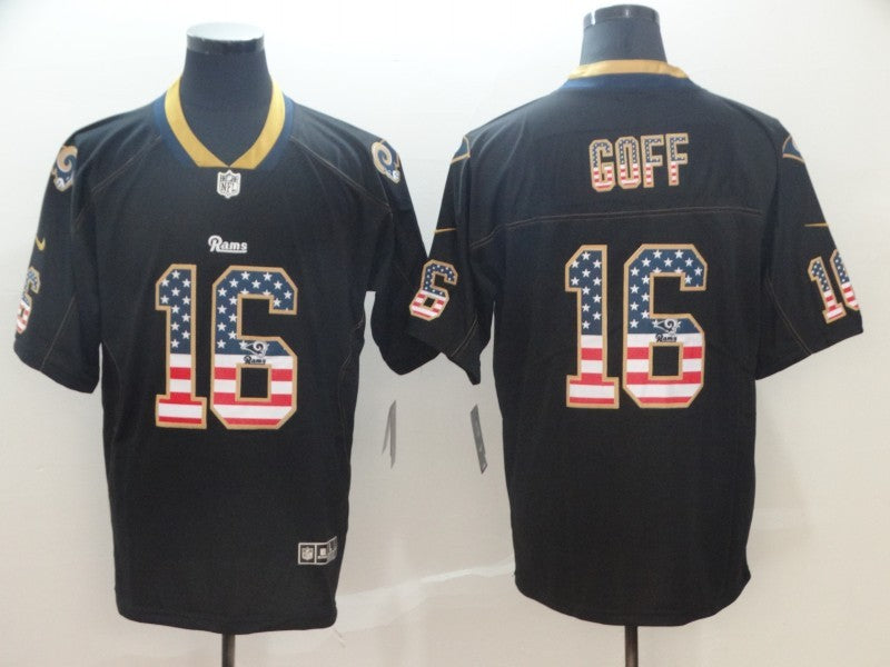 Men's Los Angeles Rams Jared Goff #16 Black Authentic Game Jersey1 football jersey product view 1