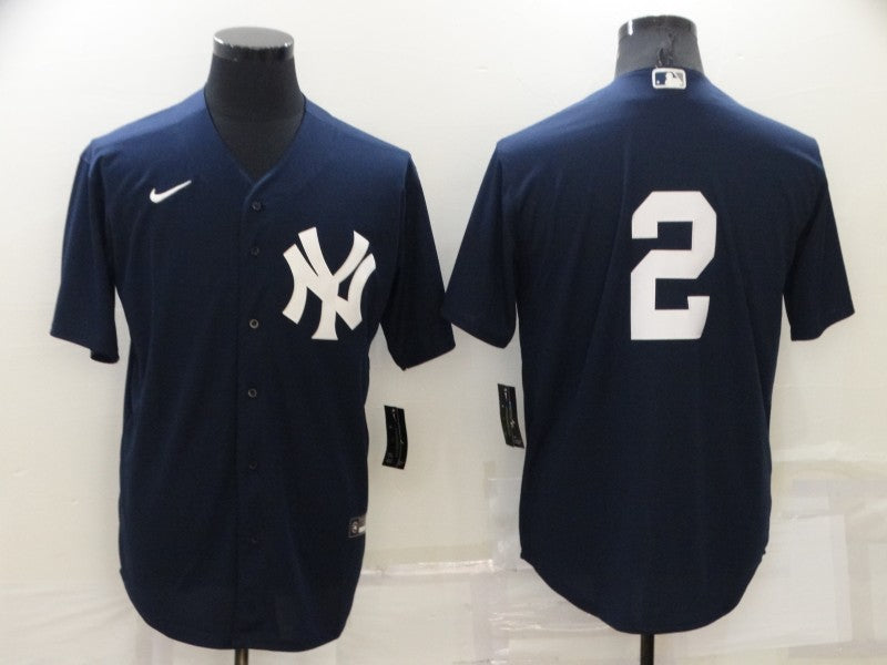 Men's New York Yankees Derek Jeter #2 Navy Replica Player Name Jersey baseball jersey product view 1