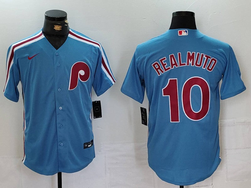 Men's Philadelphia Phillies J.T. Realmuto #10 Light Blue Alternate Limited Jersey1 baseball jersey product view 1