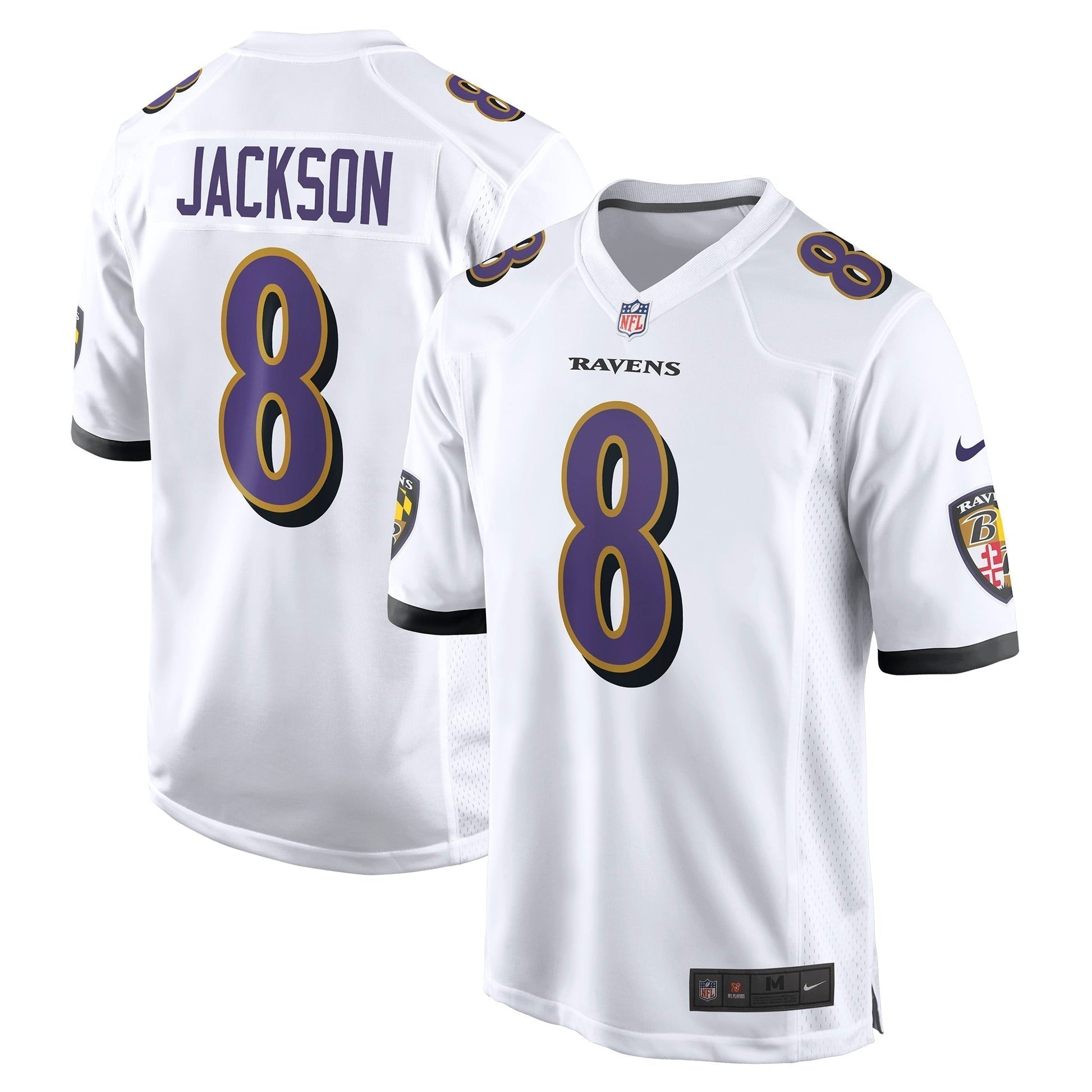 Lamar Jackson Baltimore Ravens Nike Game Jersey - White football jersey product view 1