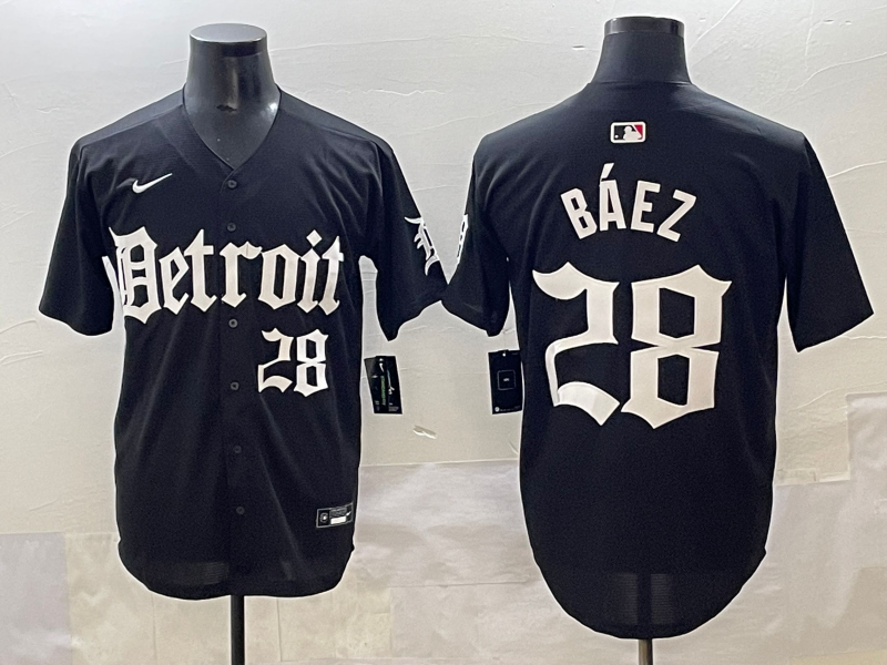 Men's Detroit Tigers Javier Baez #28 Black Player Jersey baseball jersey product view 1
