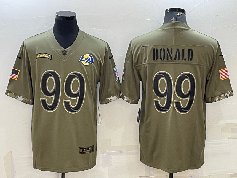Men's Los Angeles Rams Aaron Donald #99 Olive 2022 Salute To Service Limited Jersey1 football jersey product view 1