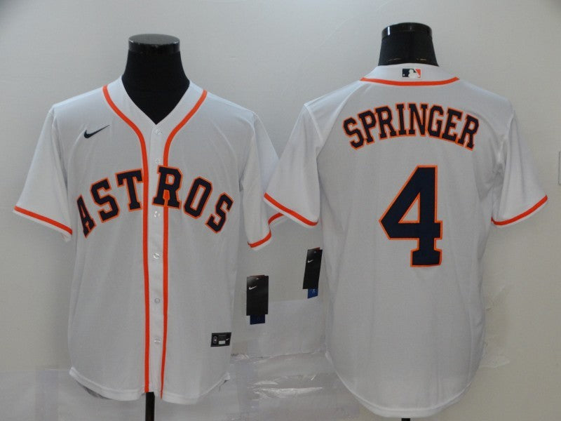 Men's Houston Astros George Springer #4 White Replica Baseball Jersey baseball jersey product view 1
