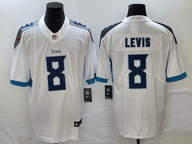 Men's Tennessee Titans Will Levis #8 White Game Jersey1 football jersey product view 1