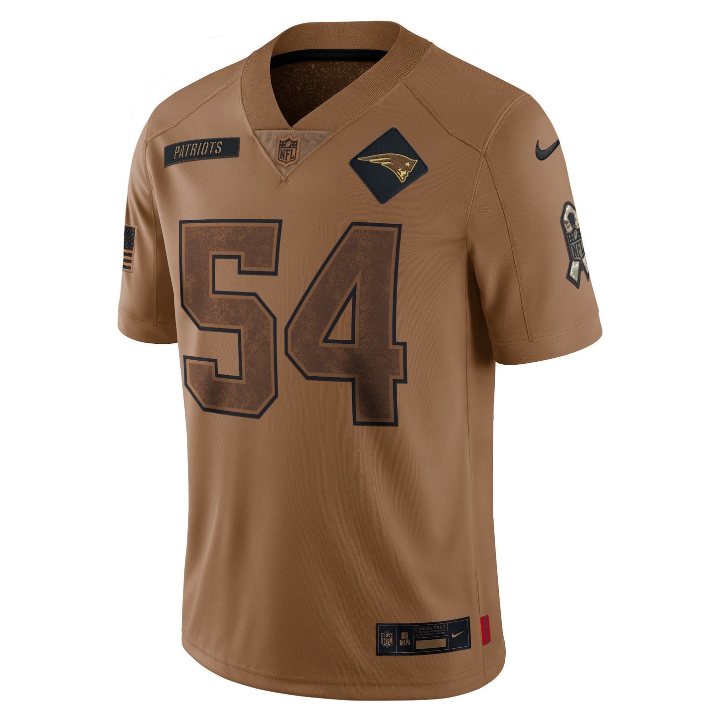 Tedy Bruschi New England Patriots Nike Salute To Service Retired Limited Jersey - Brown football jersey product view 2