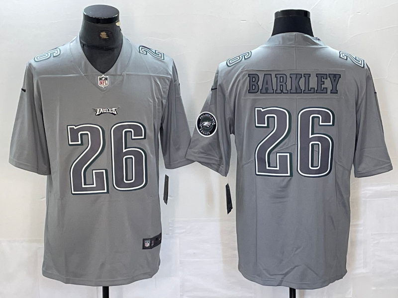 Men's Philadelphia Eagles Saquon Barkley #26 Gray Atmosphere Fashion Game Jersey1 football jersey product view 1