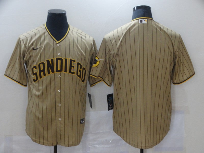 Men's San Diego Padres Tan Alternate Replica Blank Jersey1 baseball jersey product view 1