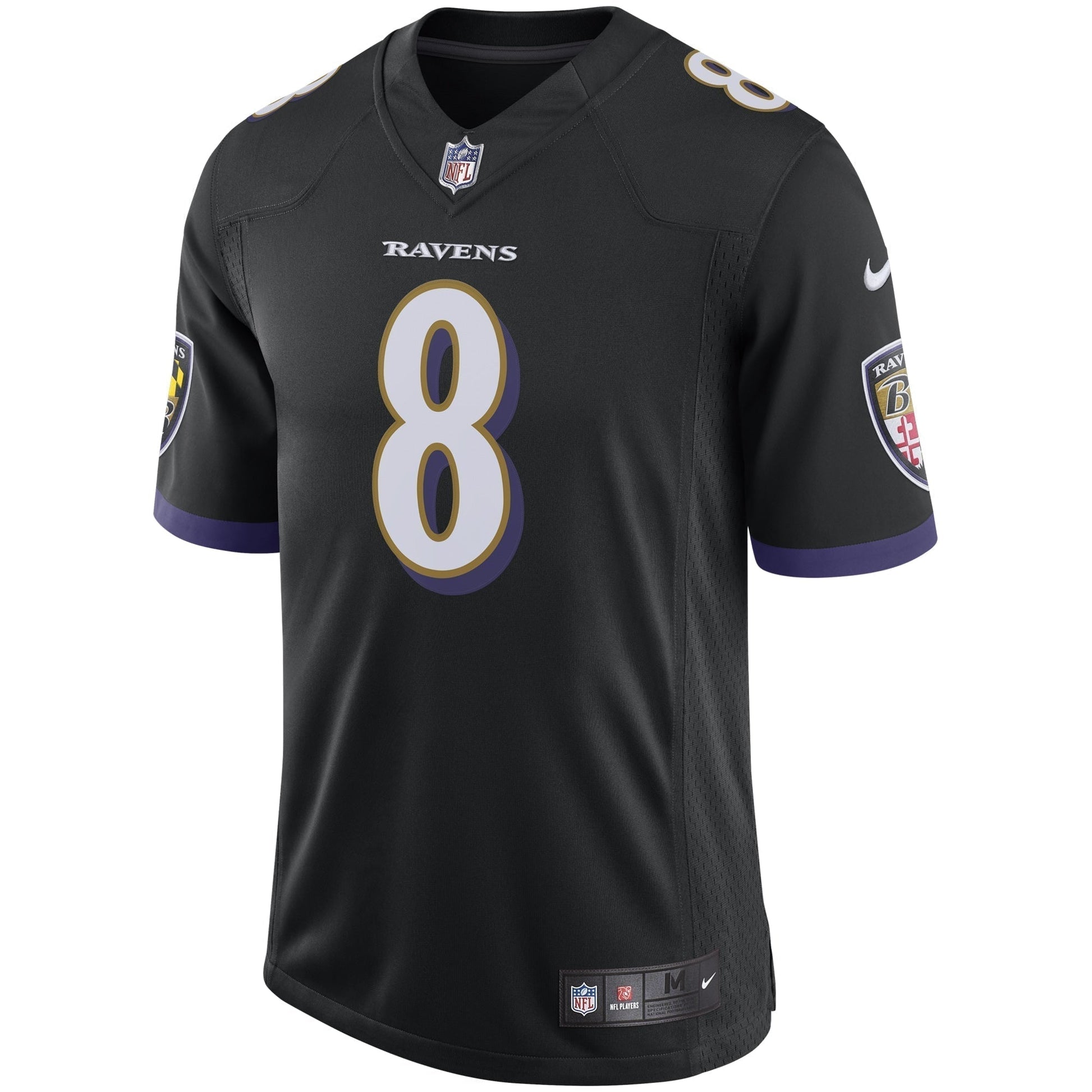 Lamar Jackson Baltimore Ravens Nike Speed Machine Limited Jersey - Black football jersey product view 2