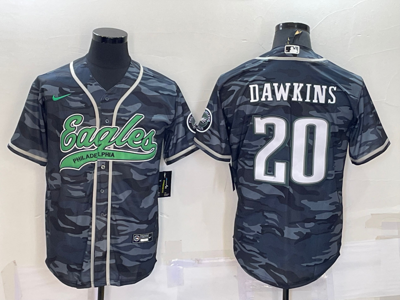 Men's Philadelphia Eagles Brian Dawkins #20 Grey Camouflage Game Jersey1 Joint Edition football jersey product view 1