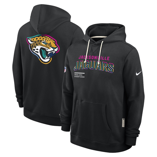 Men's Jacksonville Jaguars Nike Black 2025 NFL Crucial Catch Sideline Standard Issue Dri-FIT Hoodie football jersey product view 1