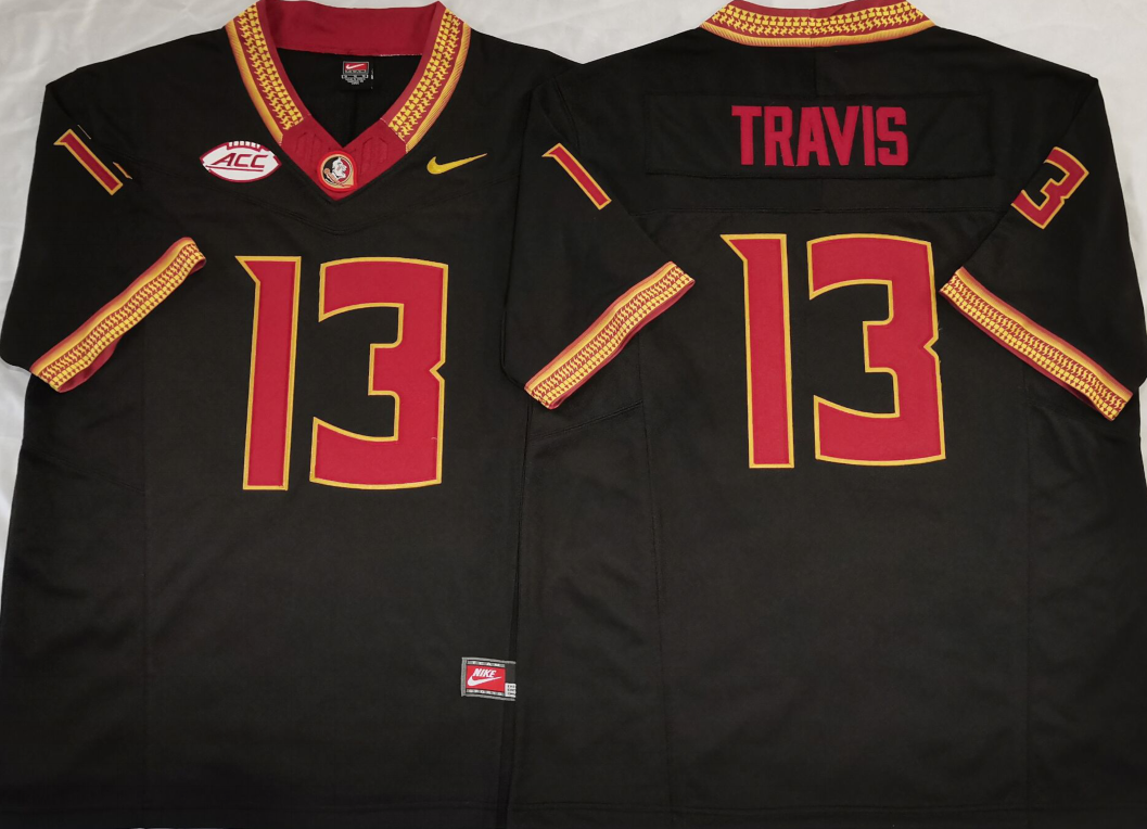 Men's Florida State Seminoles Jordan Travis #13 Black Player Jersey basketball jersey product view 1