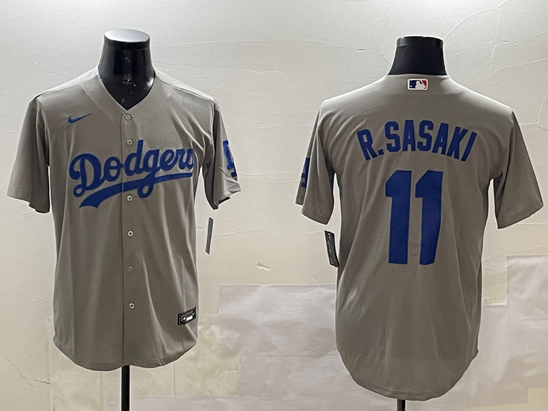 Men's Los Angeles Dodgers Roki Sasaki #11 Gray Replica Game Jersey1 baseball jersey product view 1