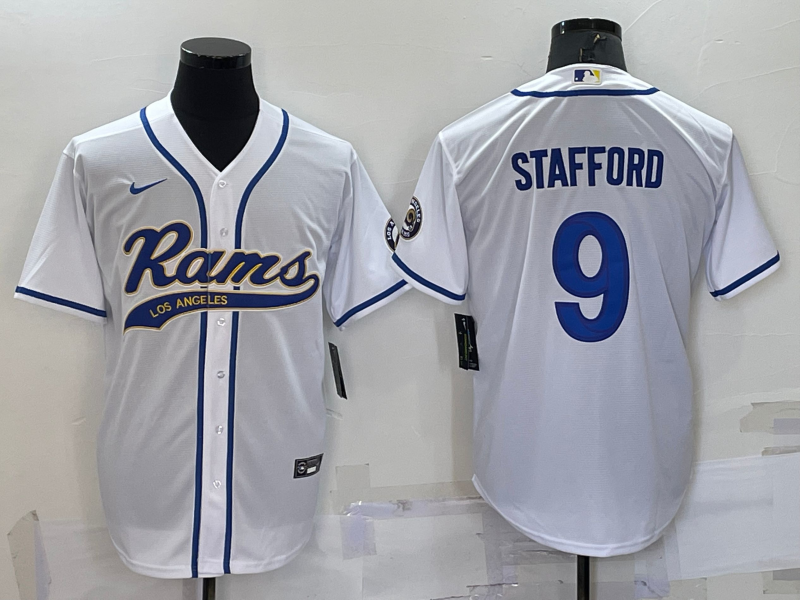 Men's Los Angeles Rams Matthew Stafford #9 White Game Jersey1 Joint Edition football jersey product view 1