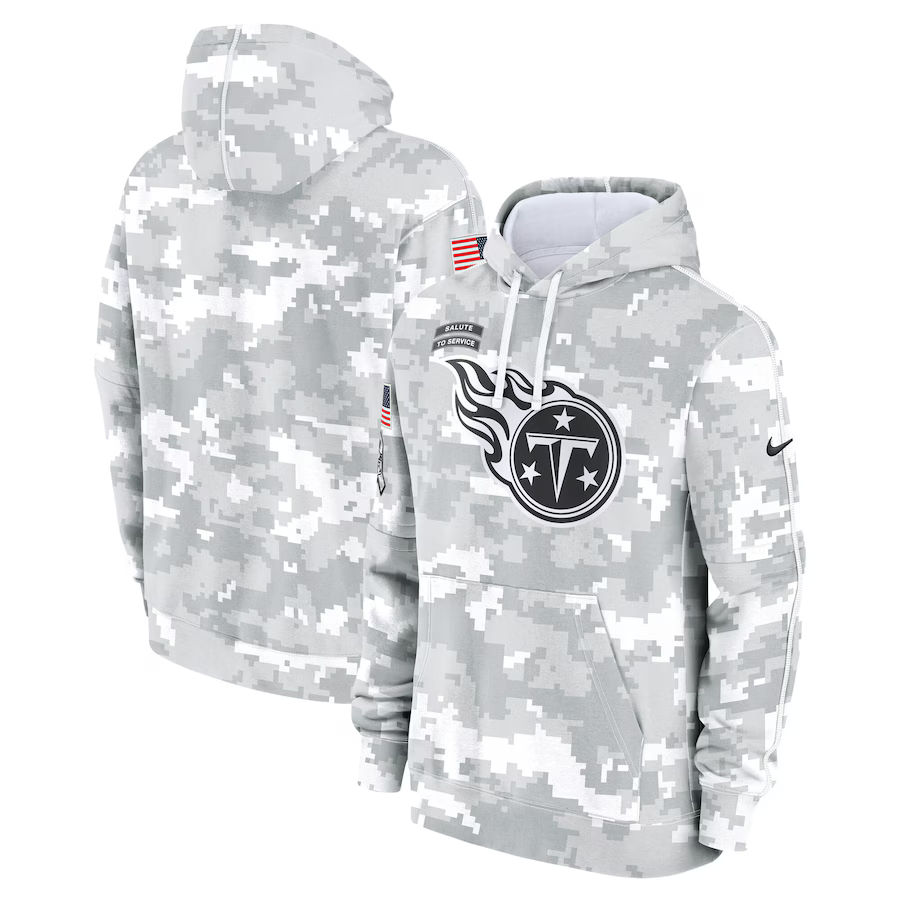 Men's Tennessee Titans Arctic Camo 2024 Salute to Service Club Fleece Pullover Hoodie1 football jersey product view 1