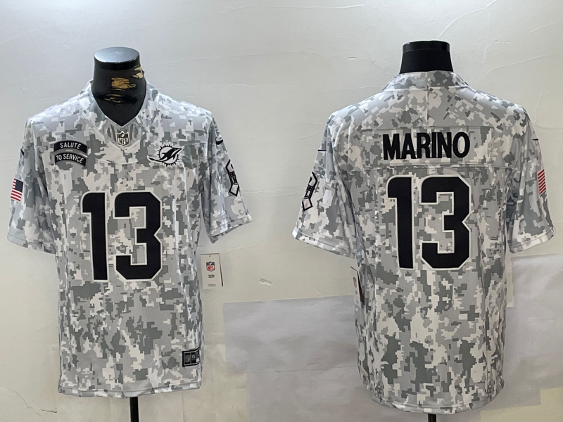 Men's Miami Dolphins Dan Marino #13 Arctic Camo 2024 Salute to Service Retired Player Limited Jersey1 football jersey product view 1