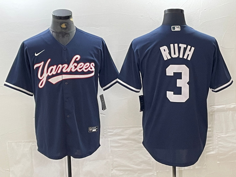 Men's New York Yankees Babe Ruth #3 Navy Limited Player Jersey1 baseball jersey product view 1