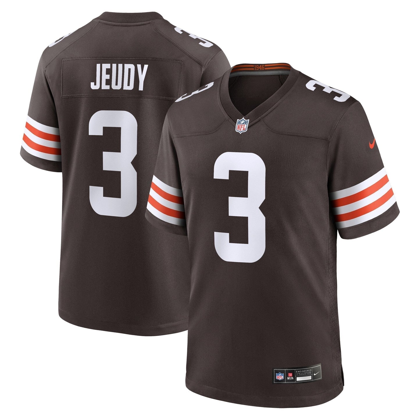 Jerry Jeudy Cleveland Browns Nike Game Jersey - Brown football jersey product view 1