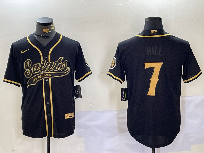 Men's New Orleans Saints Taysom Hill #7 Black Team Player Jersey1 football jersey product view 1