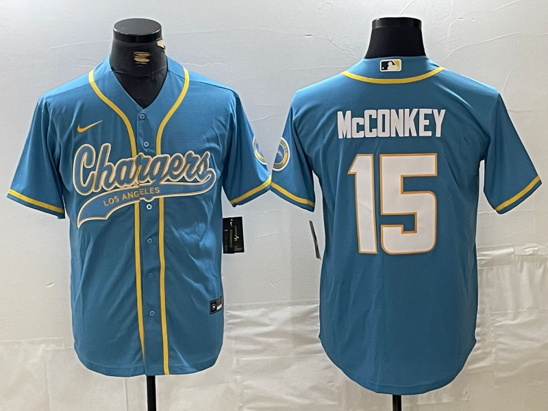 Men's Los Angeles Chargers Ladd McConkey #15 Powder Blue Game Jersey1 football jersey product view 1