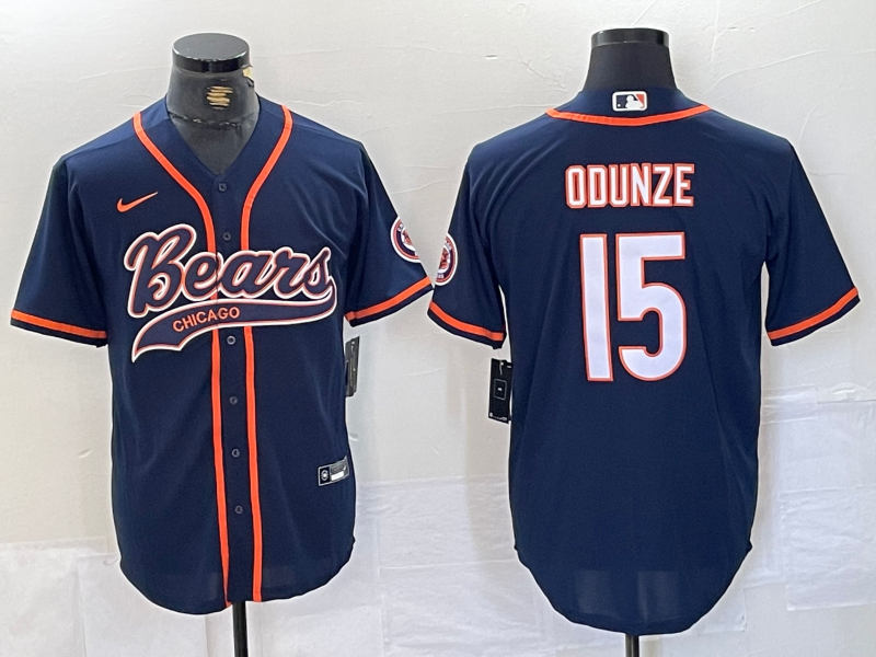 Men's Chicago Bears Rome Odunze #15 Navy Game Jersey1 football jersey product view 1