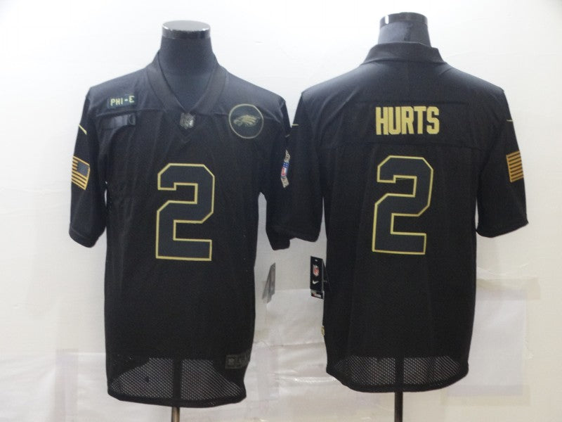 Men's Philadelphia Eagles Jalen Hurts #2 Black Team Game Jersey1 football jersey product view 1