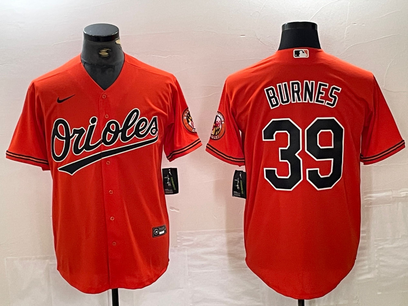 Men's Baltimore Orioles Corbin Burnes #39 Orange Replica Player Jersey1 baseball jersey product view 1