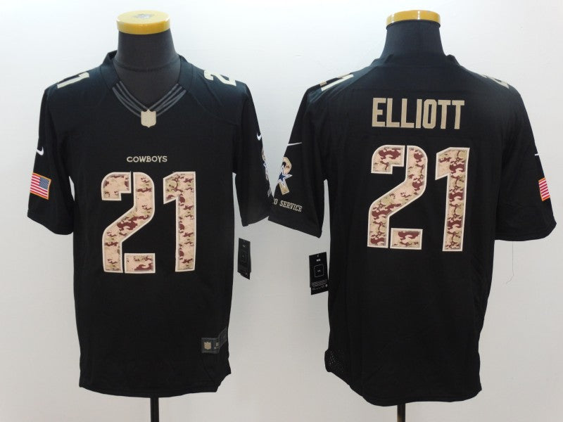 Men's Dallas Cowboys Ezekiel Elliott #21 Black Game Team Jersey1 football jersey product view 1