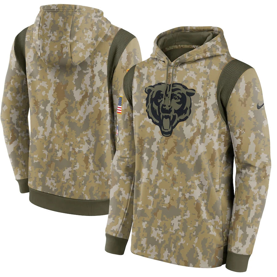 Men's Chicago Bears NFL 2021 Salute to Service Hoodie1 Camouflage football jersey product view 1