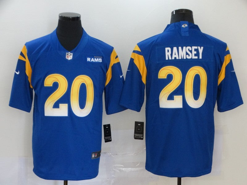 Men's Los Angeles Rams Jalen Ramsey #20 Blue Game Player Jersey1 football jersey product view 1