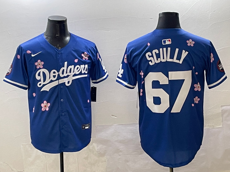 Men's Los Angeles Dodgers Vince Scully #67 Royal Player Jersey1 baseball jersey product view 1