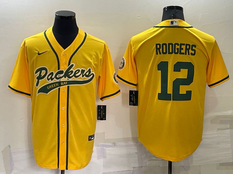 Men's Green Bay Packers Aaron Rodgers #12 Gold Inverted Team Game Jersey1 Joint Edition football jersey product view 1