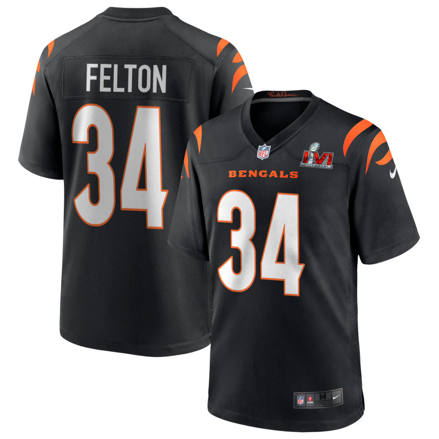Demetric Felton Cincinnati Bengals Nike Super Bowl LVI Game Jersey - Black football jersey product view 1