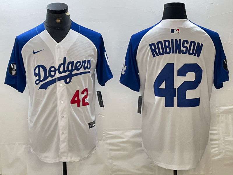 Men's Los Angeles Dodgers Jackie Robinson #42 White Limited Game Jersey baseball jersey product view 1