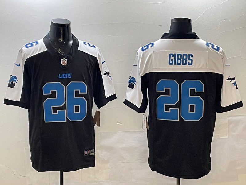 Men's Detroit Lions Jahmyr Gibbs #26 Black Game Player Jersey1 football jersey product view 1