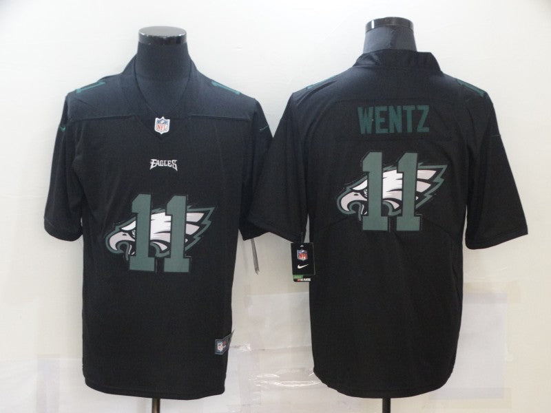 Men's Philadelphia Eagles #11 Carson Wentz Black Replica Game Jersey1 football jersey product view 1