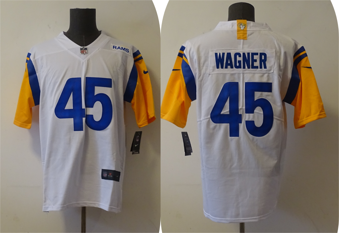 Men's Los Angeles Rams Bobby Wagner #45 White Game Jersey1 football jersey product view 1