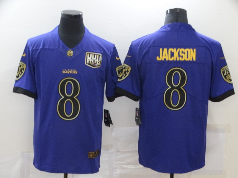 Men's Baltimore Ravens Lamar Jackson #8 Purple Game Player Jersey1 football jersey product view 1