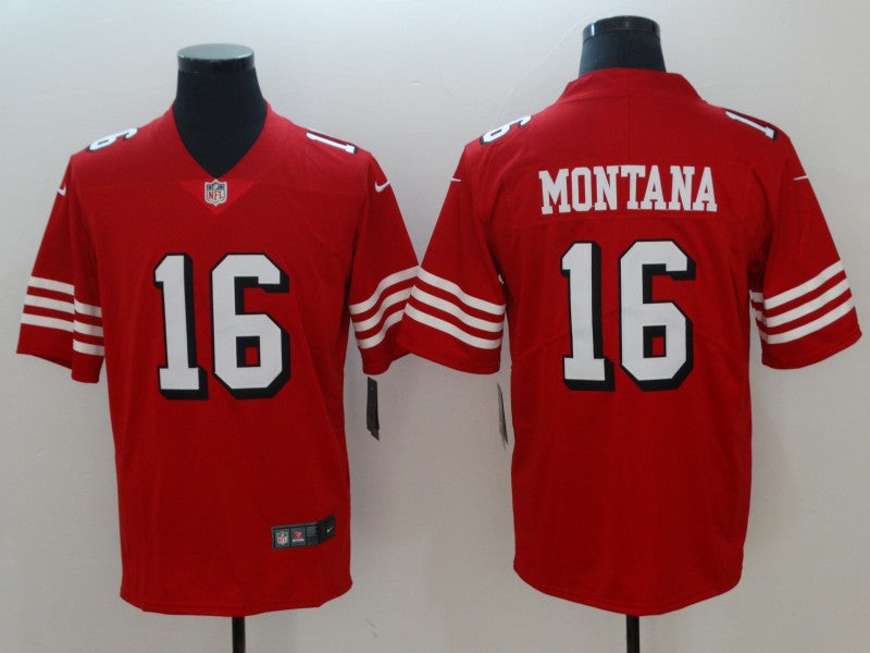 Men's San Francisco 49ers Joe Montana #16 Red Game Player Jersey1 football jersey product view 1