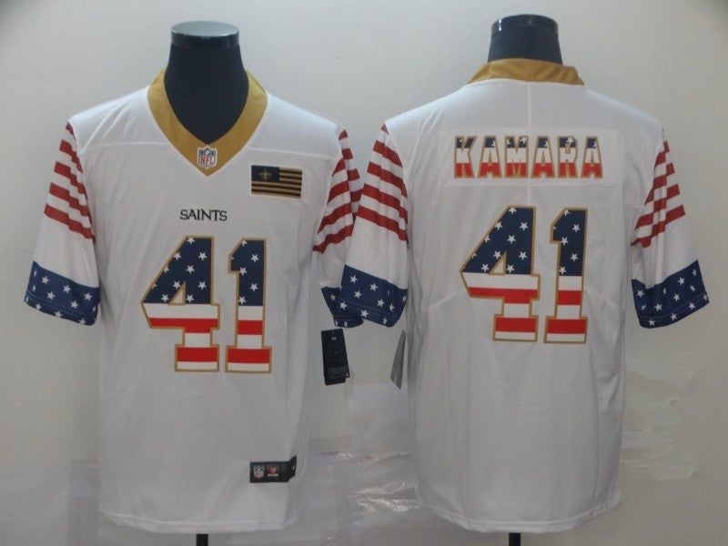 Men's New Orleans Saints Alvin Kamara #41 White Authentic Game Jersey1 football jersey product view 1