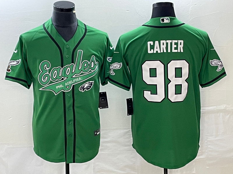 Men's Philadelphia Eagles Jalen Carter #98 Kelly Green Game Jersey1 Joint Edition football jersey product view 1