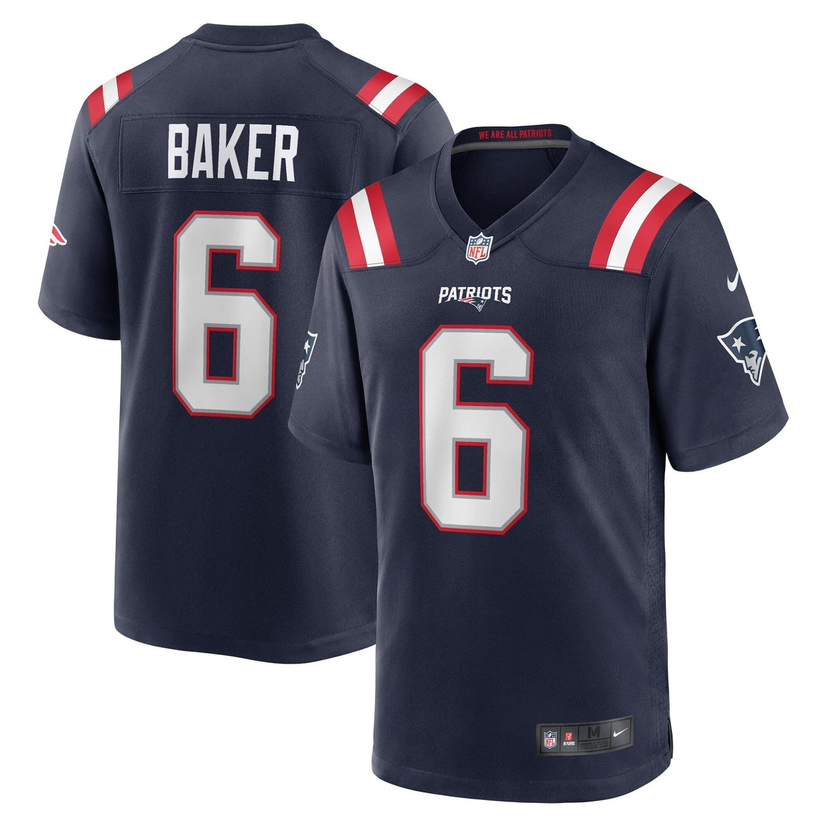 Javon Baker New England Patriots Nike Team Game Jersey - Navy football jersey product view 1
