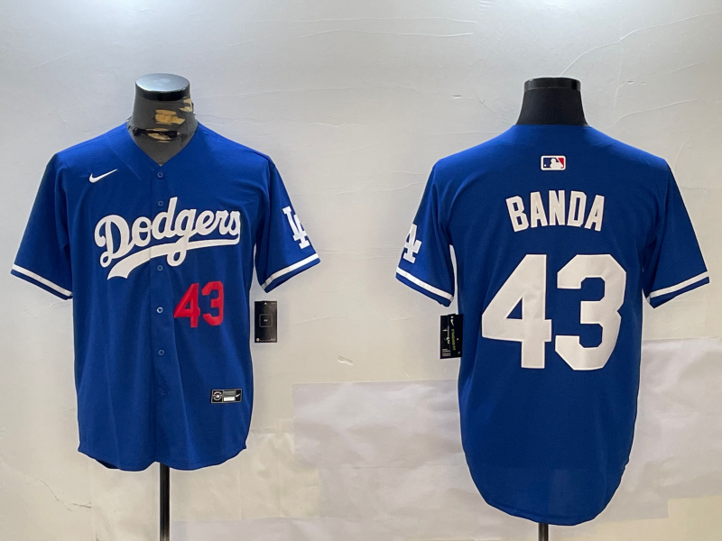 Men's Los Angeles Dodgers Anthony Banda #43 Royal Player Jersey1 baseball jersey product view 1