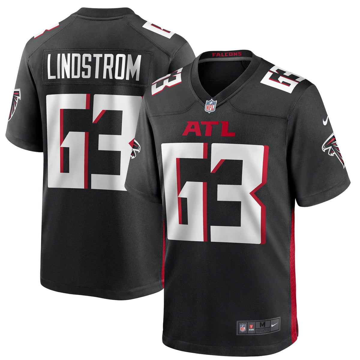 Chris Lindstrom Atlanta Falcons Nike Game Jersey - Black football jersey product view 1