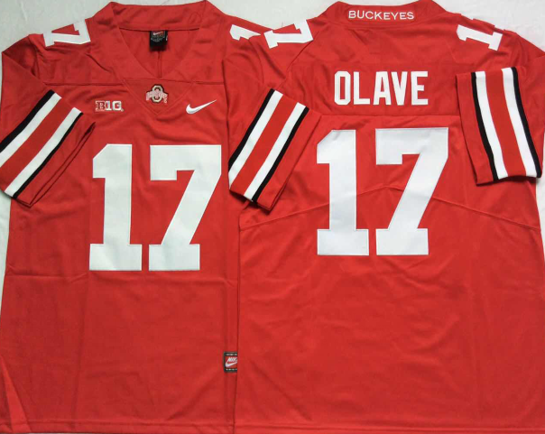 Men's Ohio State Buckeyes Chris Olave #17 Scarlet Player Game Jersey sports jersey product view 1