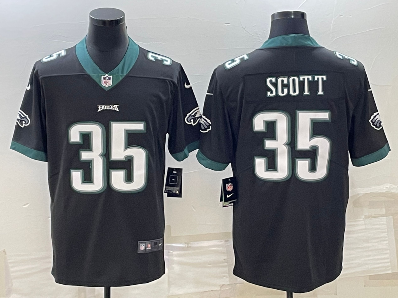 Men's Philadelphia Eagles Boston Scott #35 Black Game Jersey1 football jersey product view 1